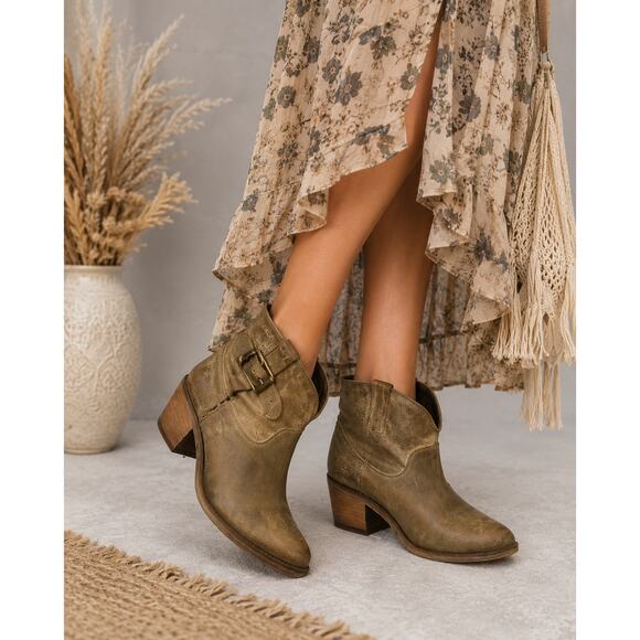 Corral Boots Shoes - Corral Boots Tan Distressed ankle Boots size 7M